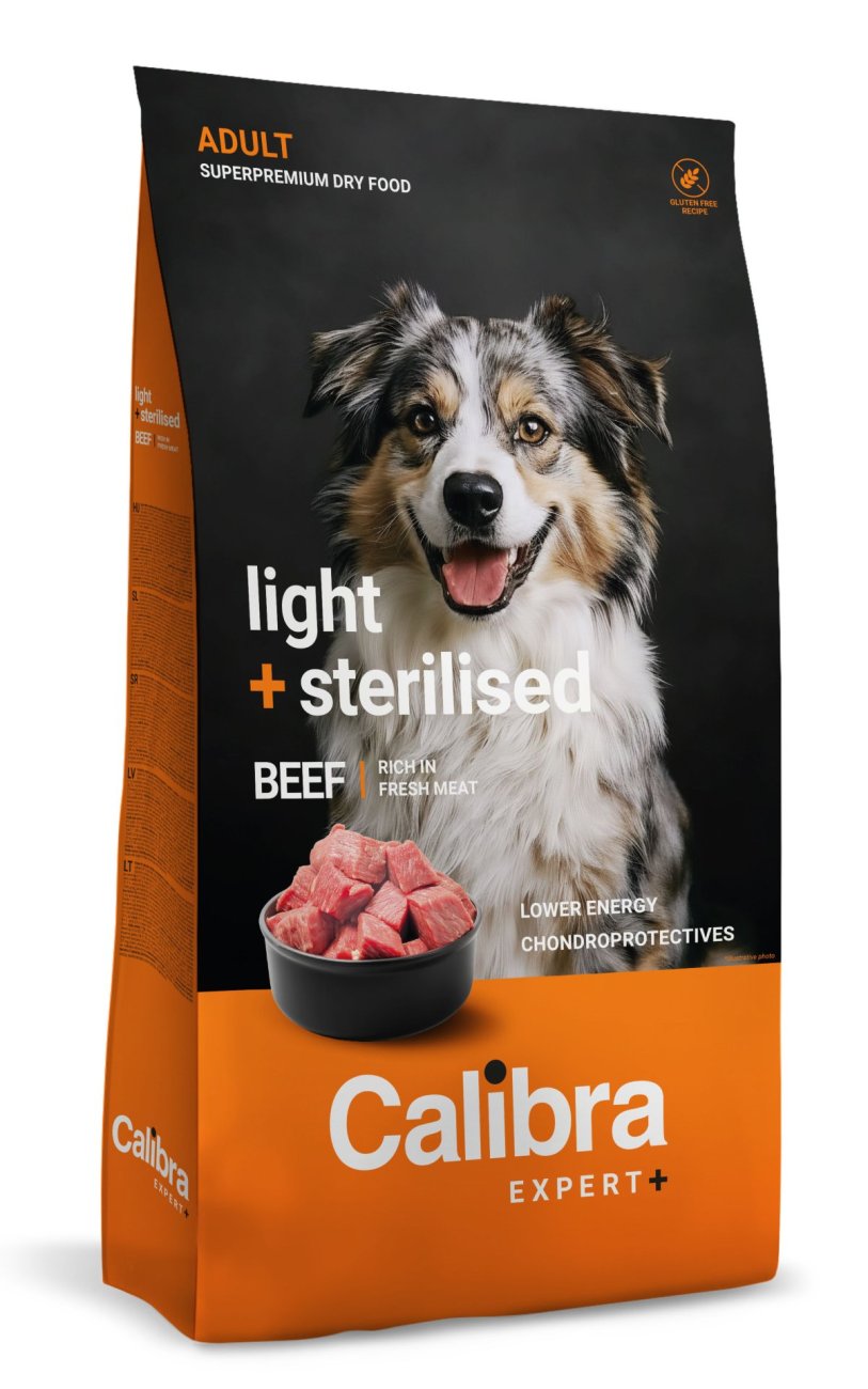 Calibra Dog EXPERT+ Adult Light & Sterilised Beef 12kg